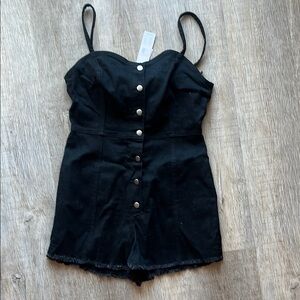 BB Dakota Black Button-Up Romper